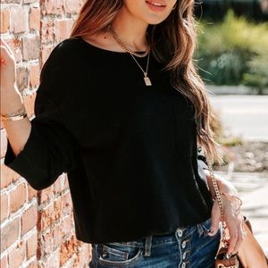 From VICI - Slippery Slope Crop Knit Sweater (Black)